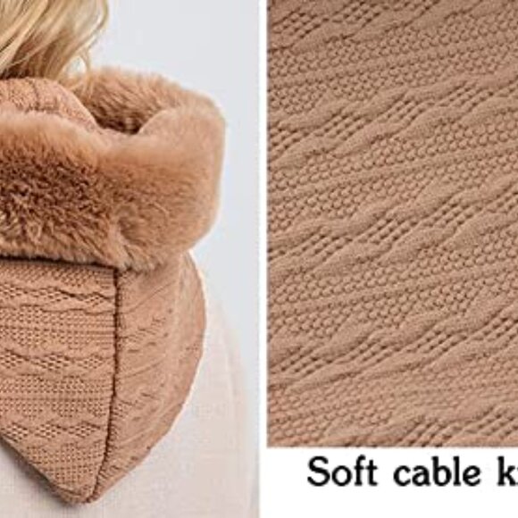 Slouchy Fleece Beanie Scarf Mask Winter Balaclava Pullover Knitted Hat